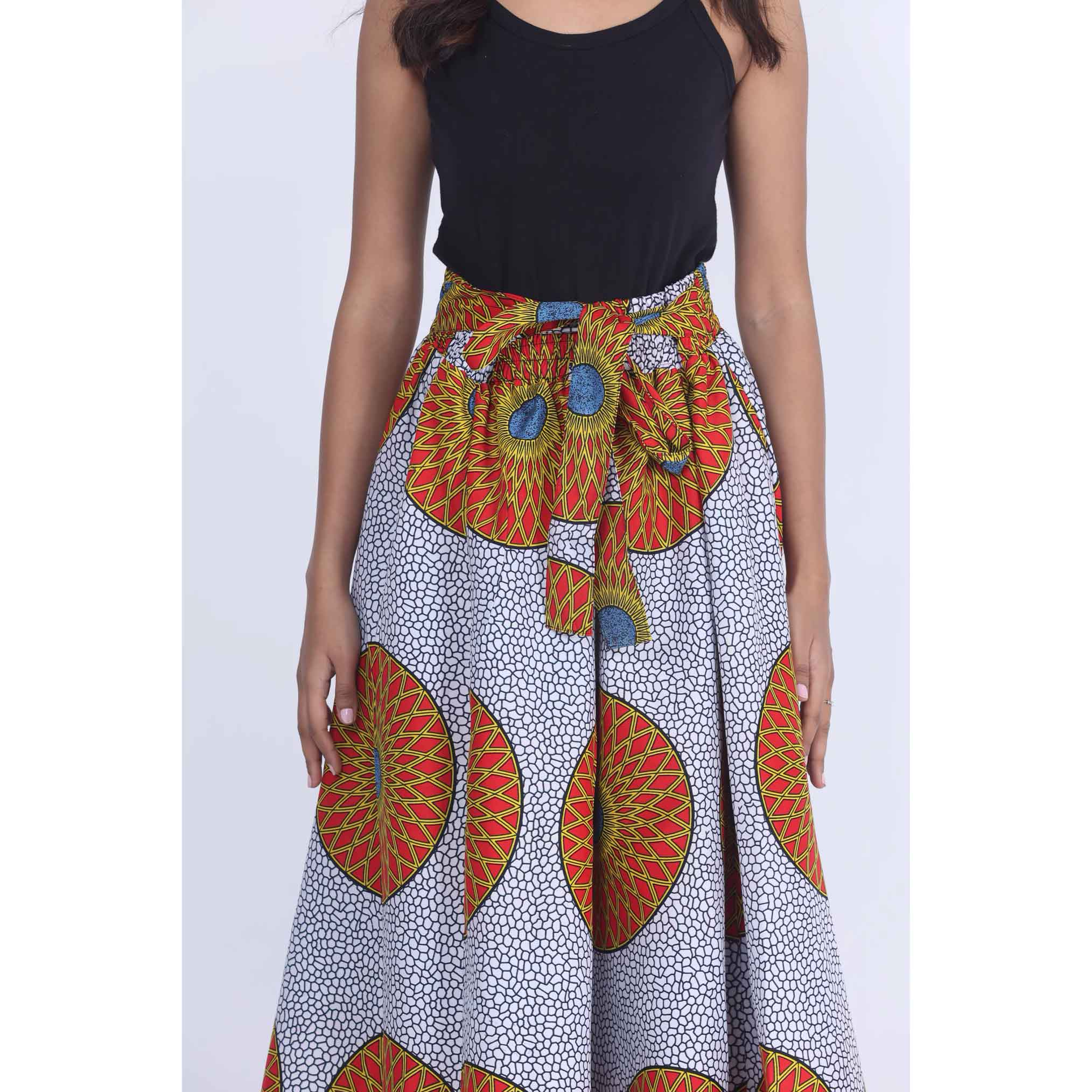 Women's Printed 8 Panel Maxi Skirt with Headwrap -- OM-40R