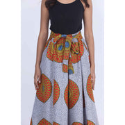 Women's Printed 8 Panel Maxi Skirt with Headwrap -- OM-40R
