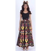 Women's Printed 8 Panel Maxi Skirt with Headwrap -- OM-40R