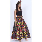 Women's Printed 8 Panel Maxi Skirt with Headwrap -- OM-40R