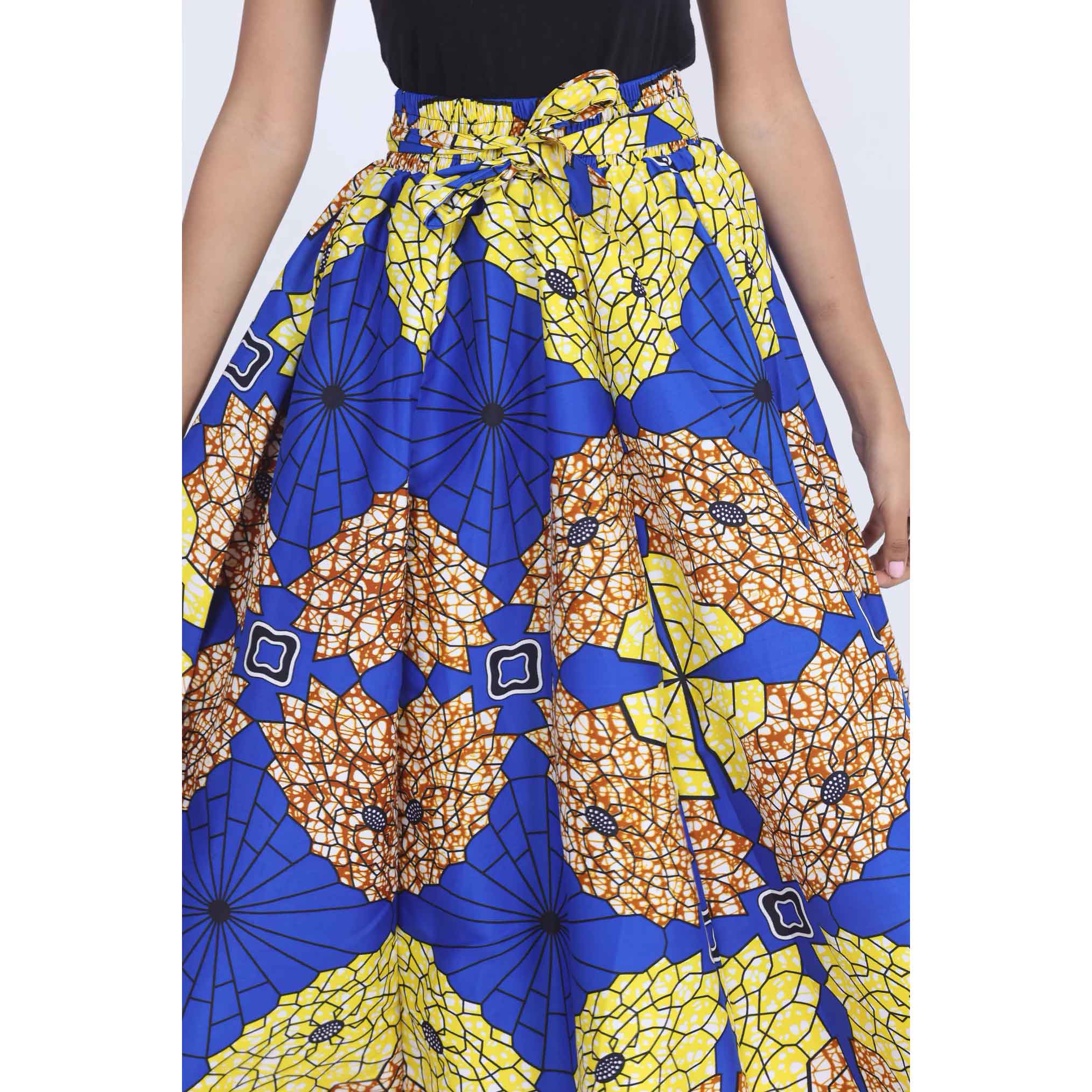 Women's Printed 8 Panel Maxi Skirt with Headwrap -- OM-40R