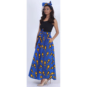 Women's Printed 8 Panel Maxi Skirt with Headwrap -- OM-40R