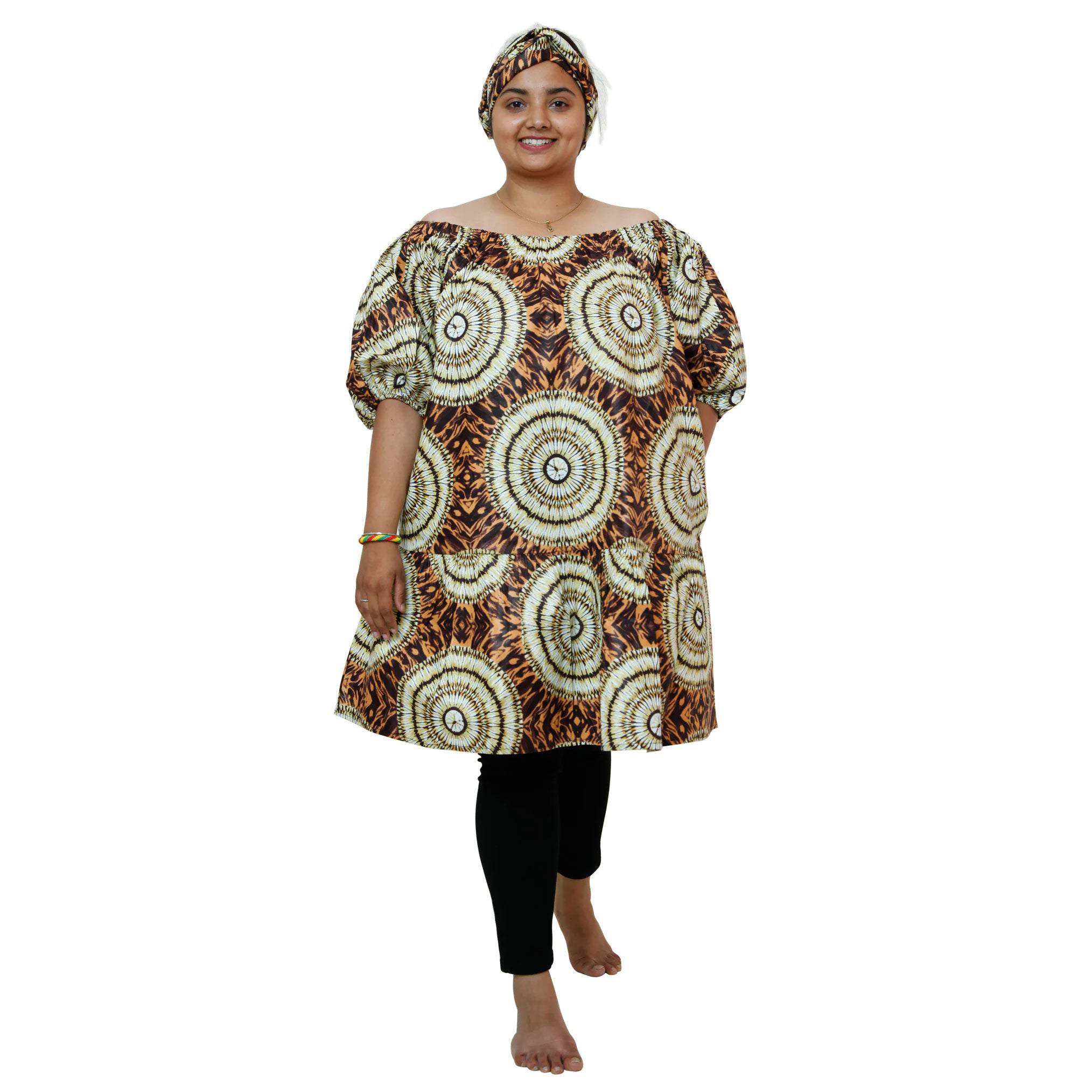 Women's African Print Short Sleeve Off Shoulder Dress Women's African Print Short Sleeve Off Shoulder Dress