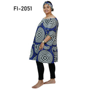 Women's African Print Short Sleeve Off Shoulder Dress - FI-2051