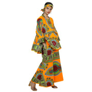 African Women's Dashiki Long Sleeve Peplum Skirt Set -- FI-3009D