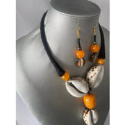 African Cowrie Shell and Gemstone Necklace Set -- 2A
