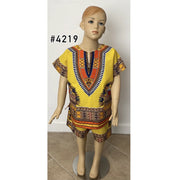 African Children's Unisex Dashiki Short Sleeve Short Set #4219
