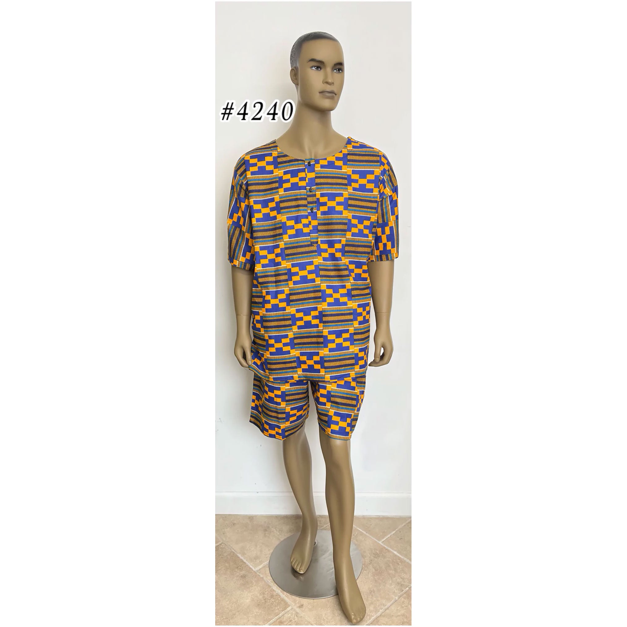 Men's African Print Short Sleeve and Shorts Set -- #4240