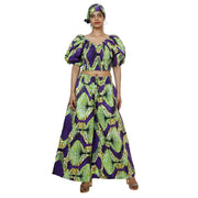 Women's Printed Sweetheart Crop Top Pant Set -- FI-4035