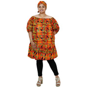 Women's African Print Short Sleeve Off Shoulder Dress - FI-2051