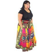 Women's Rainbow Dashiki Maxi Skirt With Elastic Waist - 1864 OM