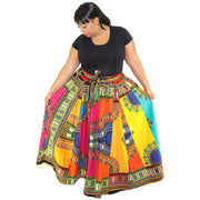Women's Rainbow Dashiki Maxi Skirt With Elastic Waist - 1864 OM