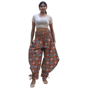 Women's High Waisted Printed Baggy Pants With Tie - FI-140