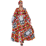 Women's Printed Long Sleeve Maxi Wrap Dress with Scarf - FI-P6203