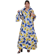 Women's Printed Long Sleeve Maxi Wrap Dress with Scarf - FI-P6203