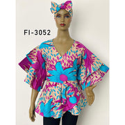 Women's Ruffle Layer Short Sleeve Wrap Blouse - FI-P3052