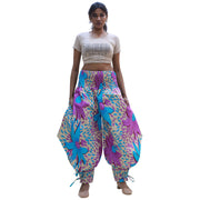 Women's High Waisted Printed Baggy Pants With Tie - FI-140
