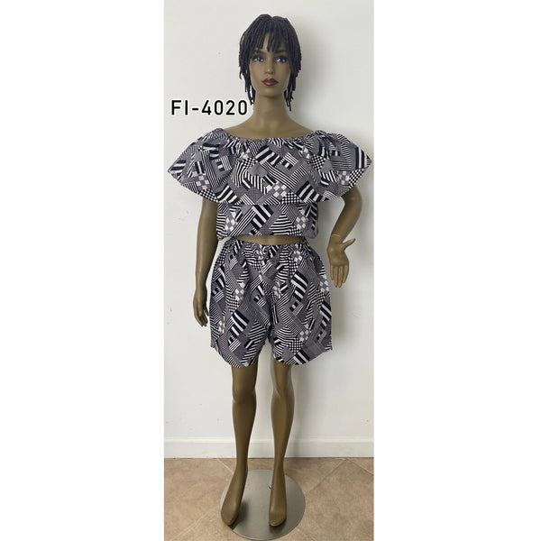 Women's Off Shoulder Blouse and Short Set - FI-4020