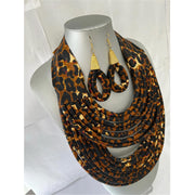 African Print Double Multi Layered Necklace -- Jewelry A39