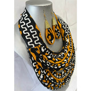African Print Double Multi Layered Necklace -- Jewelry A39