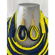 African Print Double Multi Layered Necklace -- Jewelry A39