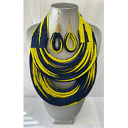 African Print Double Multi Layered Necklace -- Jewelry A39