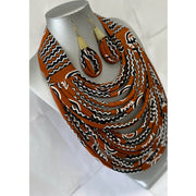 African Print Double Multi Layered Necklace -- Jewelry A39
