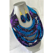 African Print Double Multi Layered Necklace -- Jewelry A39