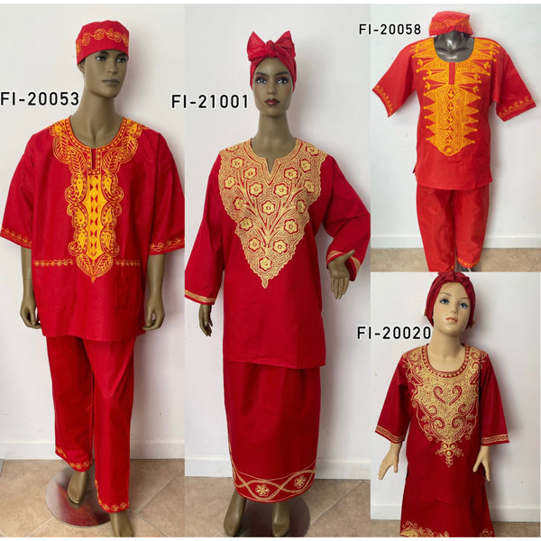 Women's Gold Embroidered Red Skirt Set - FI-21001-Red