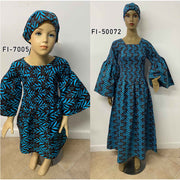 Girl's Long Bell Sleeve Smocking Maxi Dress -- FI-7005