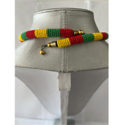 African Beaded Choker Necklace Set with Circle Pendant