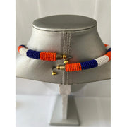 African Beaded Choker Necklace Set with Circle Pendant