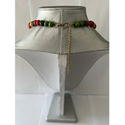 Long Multi Layer Beaded Necklace and Earrings Set with Gemstones