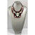African Women's Tribal Cowrie Fabric Necklace -- RED -- Jewelry A12