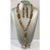 African Brown Cream Beaded Bronze Token Necklace Set -- Jewelry A11