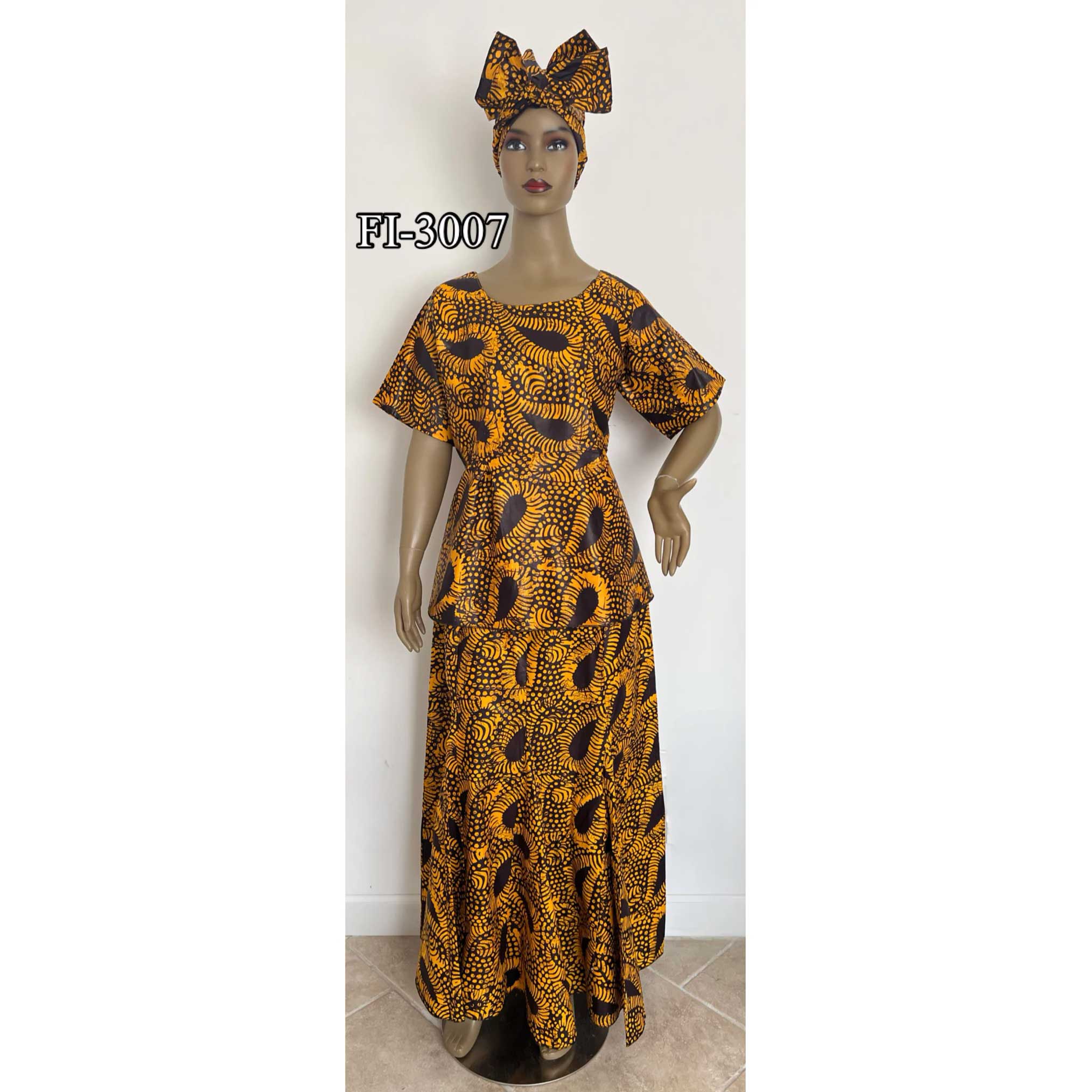 Women's Short Sleeve Peplum Blouse Skirt Set - FI-3007