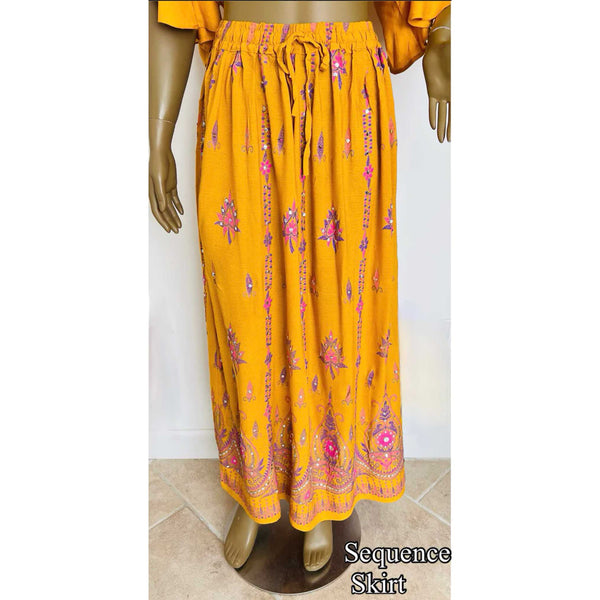 African Women's Sequins Knit Maxi Skirt