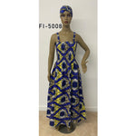 Women's Sleeveless Printed Maxi Dress with Smocking - FI-5008