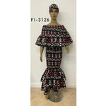Women's Off Shoulder Ruffle Fishtail Maxi Dress - FI-3126
