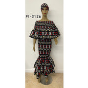 Women's Off Shoulder Ruffle Fishtail Maxi Dress - FI-3126