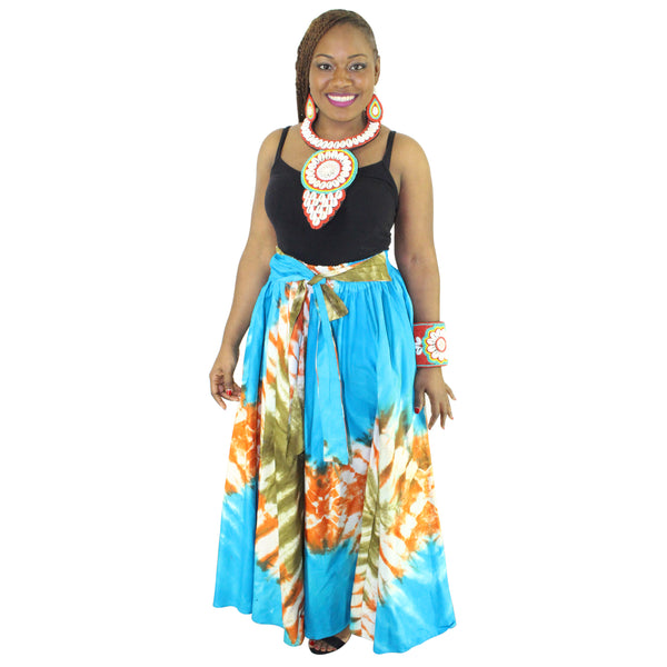 Women's Tie Dye Long Rayon Skirt - FI-32-TD