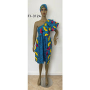 Women's One Shoulder Ruffle Sleeve Dress - FI-3124