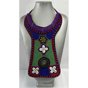 African Long Beaded Necklace with Cowrie Shells