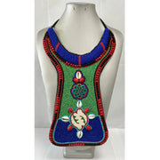 African Long Beaded Necklace with Cowrie Shells