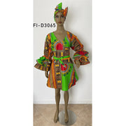 Women's Dashiki Layered Sleeve Wrap Dress - FI-D3065