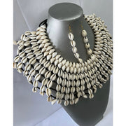 African Cowrie Shell Multi Layered Necklace Set