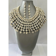 African Cowrie Shell Multi Layered Necklace Set