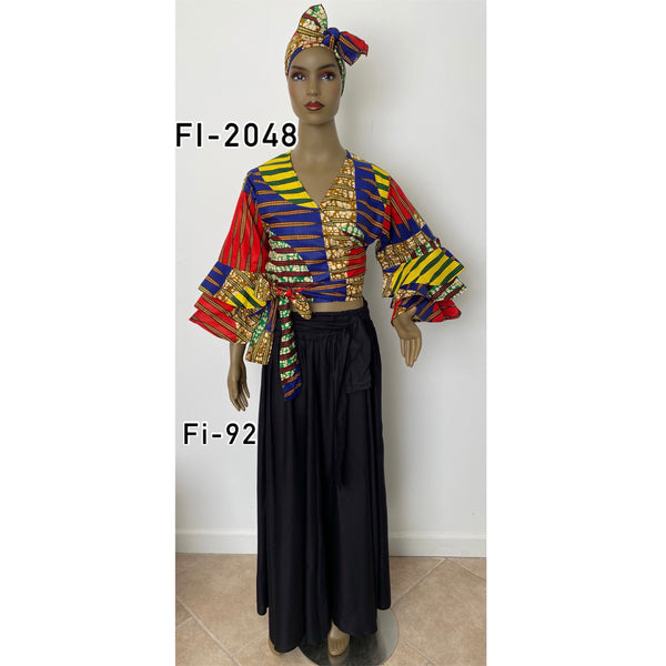 Women's Ruffle Sleeve Wrap Blouse FI-2048