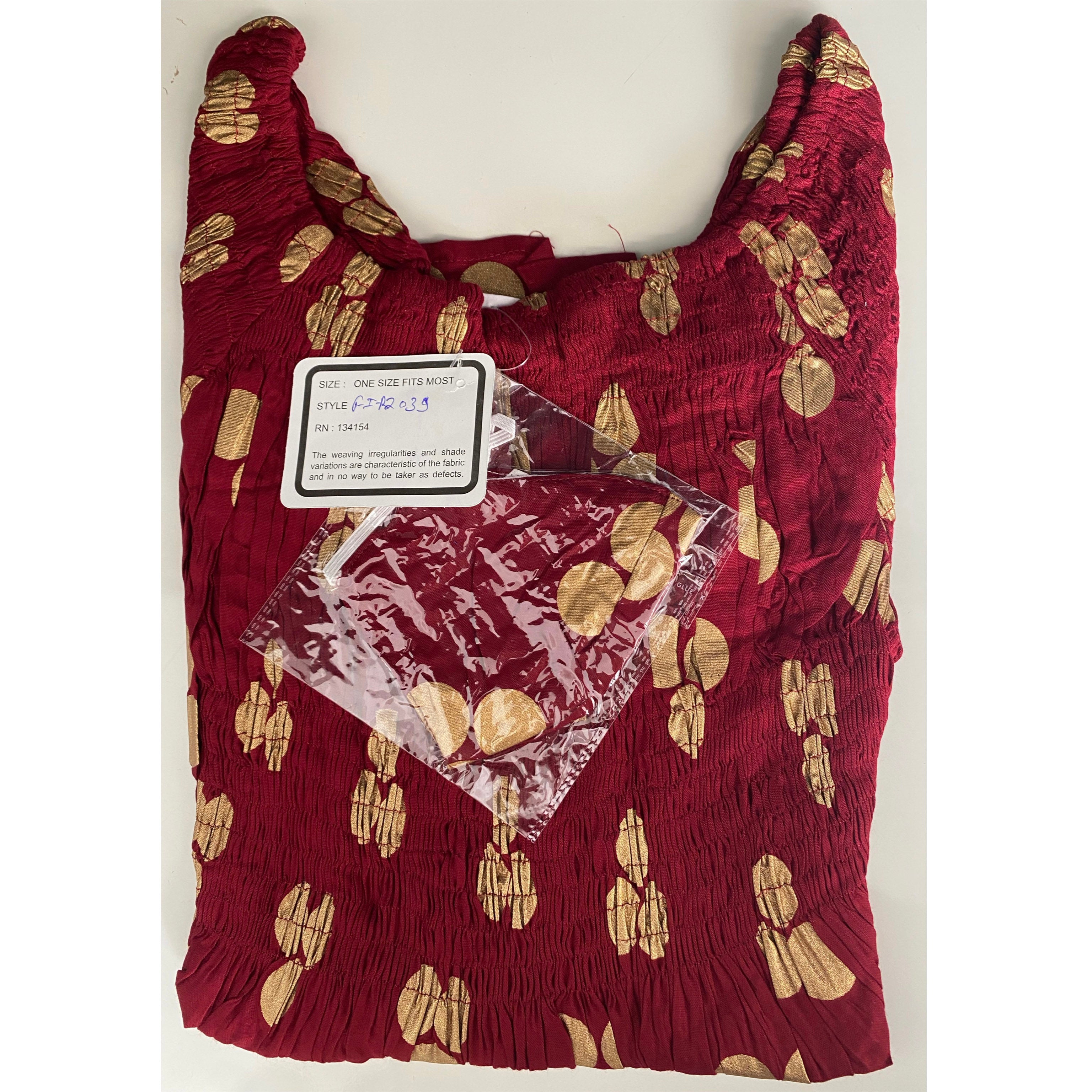 Women's Smocking Blouse with Bell Sleeves and Mask - FI-R2039