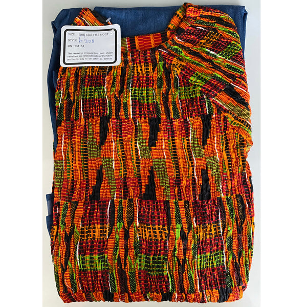 Women's Smocking Printed Denim Maxi Dress With Border - FI-3128